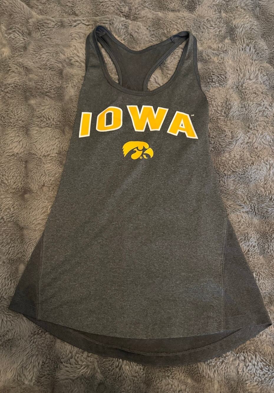 Women's Iowa Hawkeyes Loose Fit Racerback Tank Top Gray Sz L